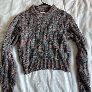 Multicolor (Pink+Blue) Cable Knit Women Sweater - Lou & Grey - Size Small